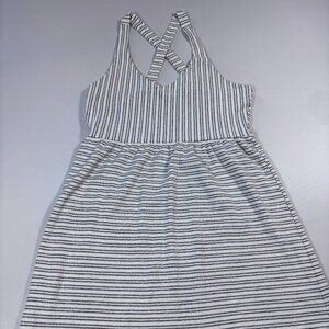LOFT Beach Women's Sundress Size M Striped White Gray Coastal Preppy